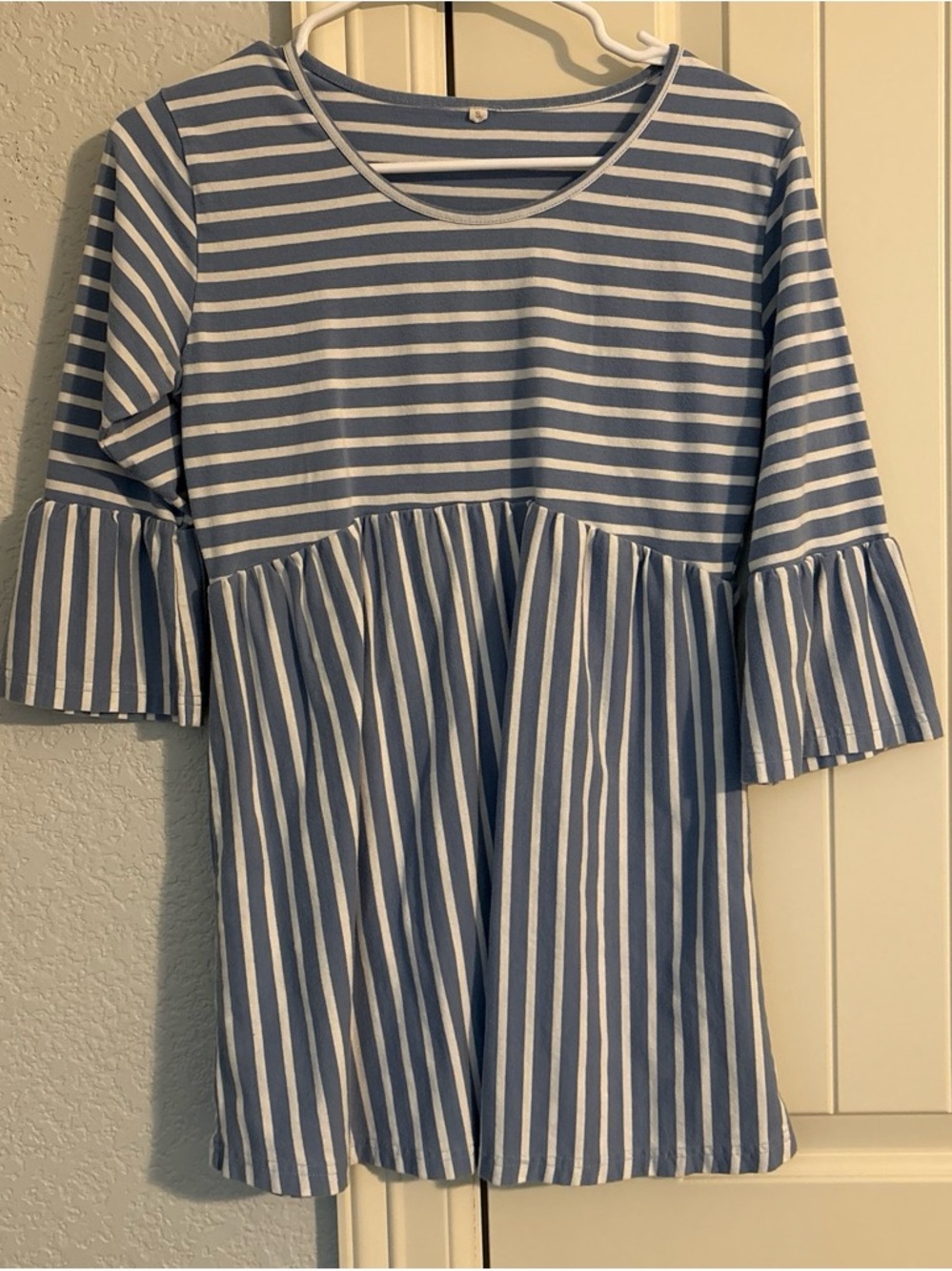 Blue and White Striped Maternity Top